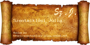 Szentmiklósi Júlia névjegykártya