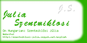 julia szentmiklosi business card