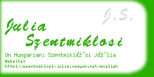 julia szentmiklosi business card